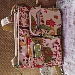 LILLY BLOOM WOODLAND FOX & OWL CROSSBODY BAG